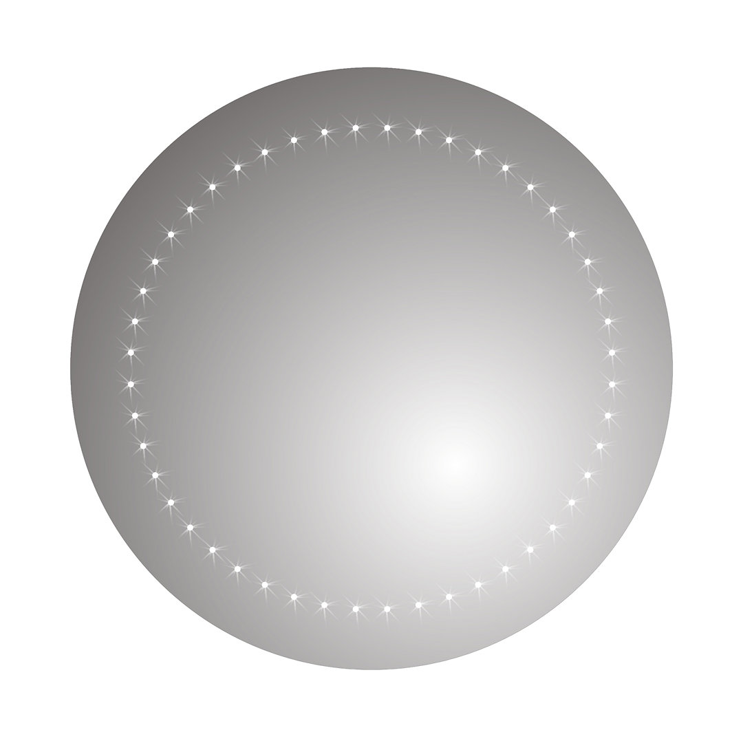 iBathUK Luna Wall Mounted Round LED Illuminated Bathroom Mirror, Modern Battery Powered Mirror with White Light, 500 x 500mm
