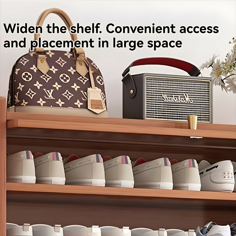 Large Capacity Entry Door Bamboo Shoe Cabinet For Household Use, Multi-Layer Enclosed Storage Shoe Rack, Detachable Layer Board, Dust-Proof And Moisture-Proof