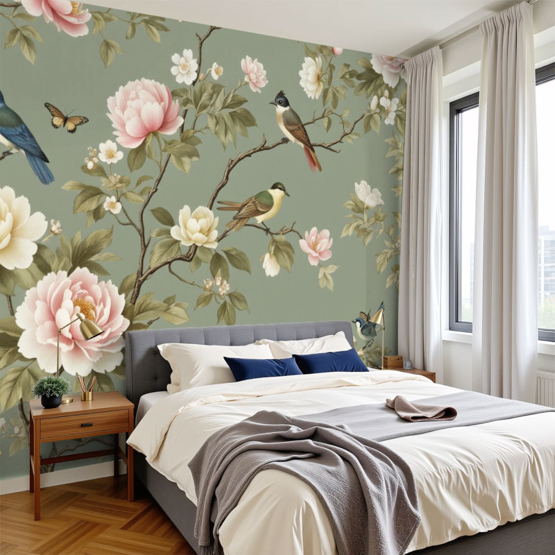 Papier peint auto-adhésif Chinoiserie, L 144 po x l 100 po
