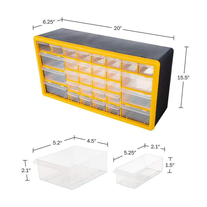 Stalwart 30-Drawer Small Part Organizer - Desktop or Wall Storage Drawers for Organizing Hardware