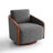 Upholstered Farmhouse Edging Swivel Barrel Chair With Toss Pillows-692758029