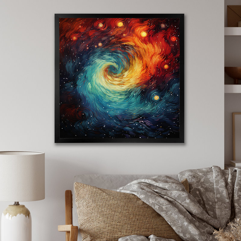 Jalesa, tempête colorée tourbillonnant kaléidoscope I - impression, 30" H x 30" W, Gold Picture Framed