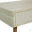 Table basse moderne Mid-Century avec plateau en faux marbre, tiroir cannelé et pieds en bois massif pour le salon et la salle à manger