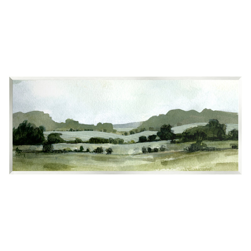 Paysage pittoresque de prairies éloignées par Emma Caroline - peinture sur panneau de fibres à densité moyenne