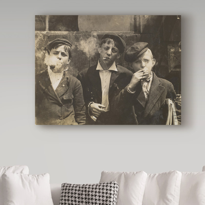 Vintage Black and White Canvas Print with Wooden Frame