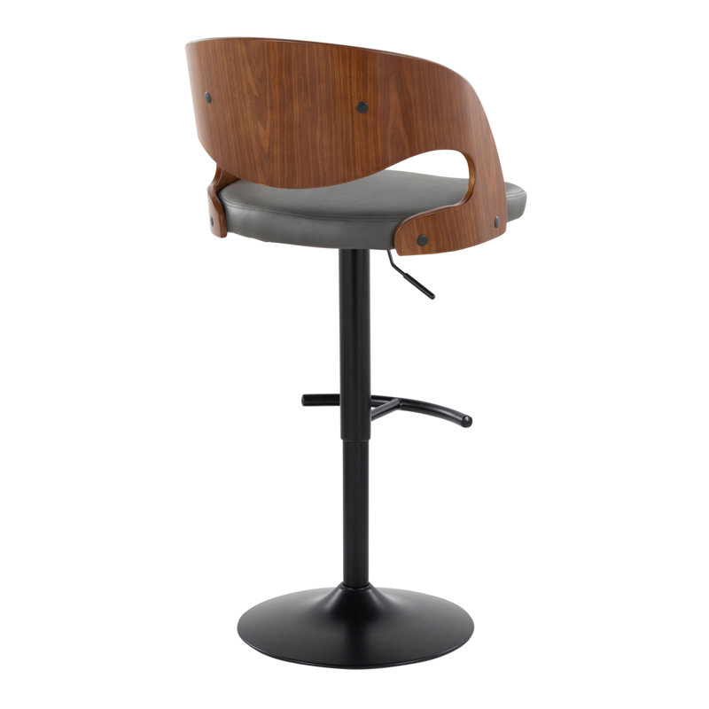 Tabouret de bar ajustable Pino, Gris / noir / noyer, 2