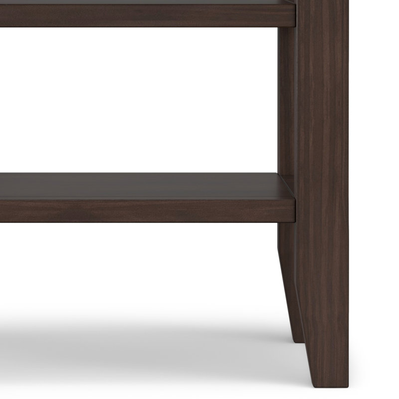 Acadian 19"W Solid Wood Transitional Square End Table with 2 Open Shelves, Warm Walnut Brown, 20"H x 19"W x 19"D