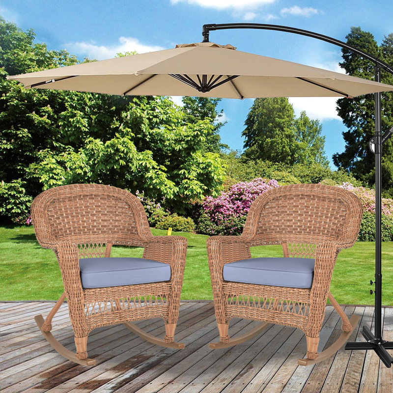 Chaise berçante en osier Raenesha, Miel, Acier