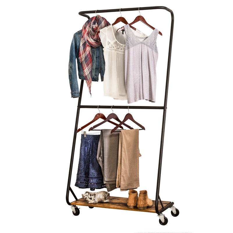 Arnit 33.46'' Metal Rolling Industrial Pipe Clothing Rack