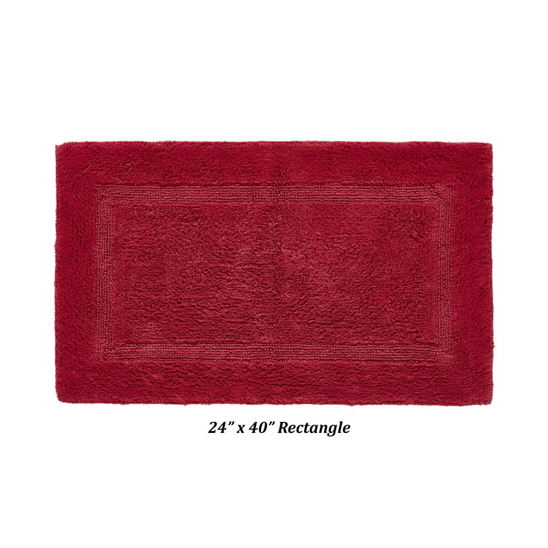 Rozanne Reversible Cotton Bath Rug, Red, 24" x 40" Rectangle