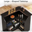 Armoire de bar en forme de L de 51,2 po avec porte-verres à pied, unité de bar d'angle à 4 niveaux, table de bar à vin avec alcool moderne et bureau de réception pour la maison, noir