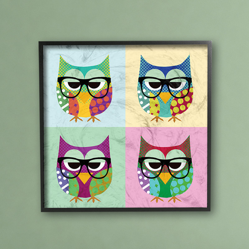 « owls à usure lunettes », art encadré