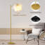 Modern Arc Floor Lamp With Adjustable Hanging Shade And 3 Colour Led Bulb - Gold