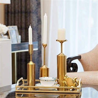 Everly Quinn 14'' H Brass Fireplace Candlestick | Wayfair