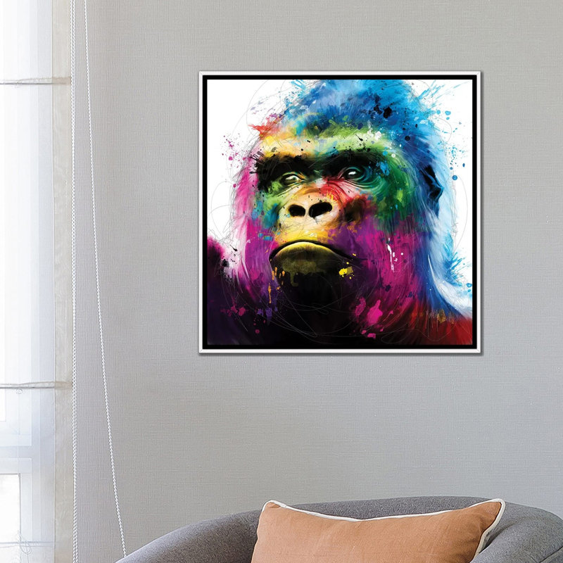« Gorilla » par Patrice Murciano, impression d’art graphique, H 26 po x l 26 po x P 1,5 po, Toile blanche encadrée