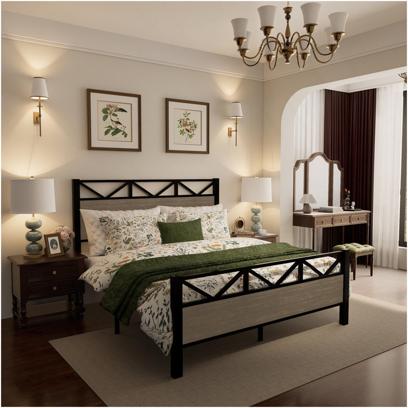 Full Size Bed Frame,Easy Assembly, Brown