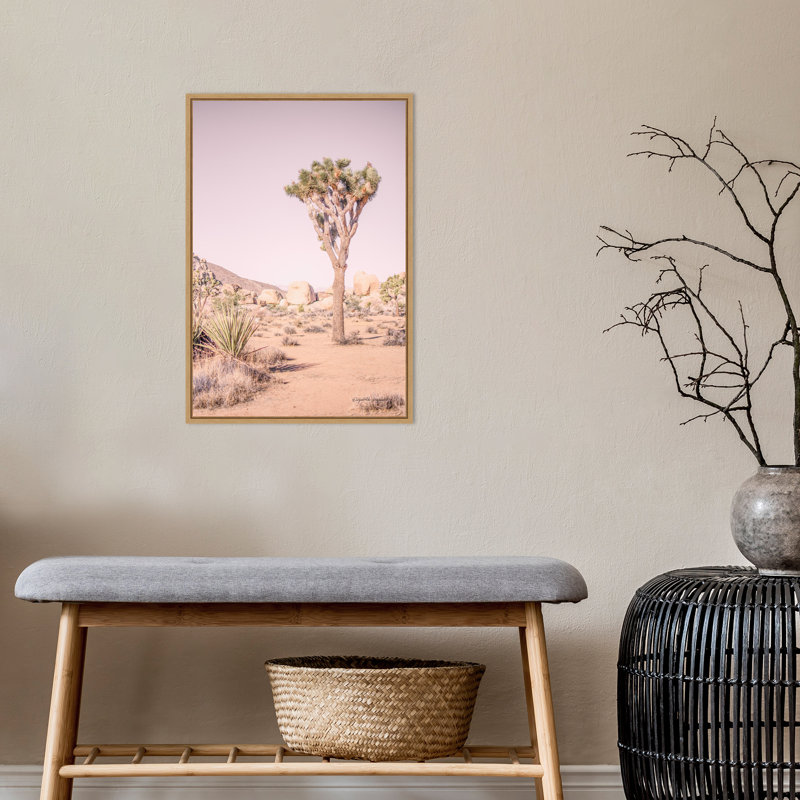 «Joshua Tree III Blush» par Elizabeth Urquhart - reproduction de cadre flottant sur toile, L 16 po x H 23 po x P 2 po