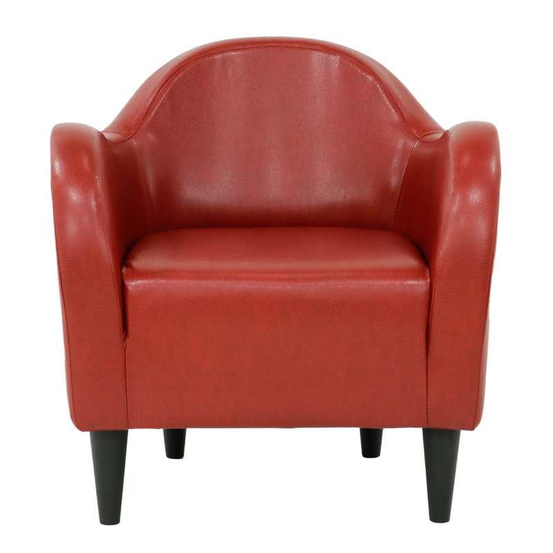 Fauteuil demi-tonneau l 30,5 po Tangier, Similicuir rouge