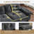 104*60" Sectional Sofa, L-Shape with Multifunctional Armrest, Dual-Port Charging, Cup Holder, Side Storage Pockets, Movable Storage Ottoman, Unique Tufted Design, Soft Cushion, Chenille,3colors-1872443963