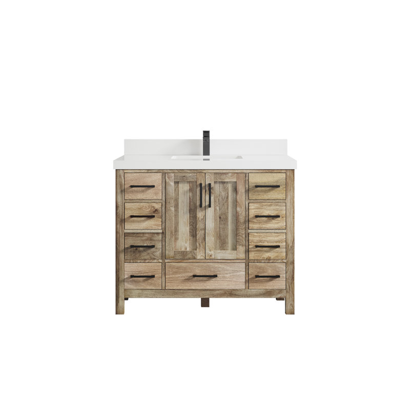 Ensemble de meuble-lavabo simple 42 po Malibu, Blanc, Naturel