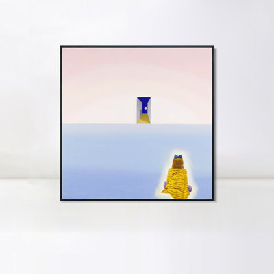 Art numérique sur toile encadrée, série # 081 par Salvador Dali, art mural pour le salon, décorations de bureau à domicile (cadre en bois de couleur mince, 24 po x 24 po)