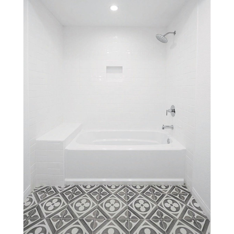 Chateau 12" x 12" Porcelain Patterned Wall & Floor Tile, Canvas/Smoke