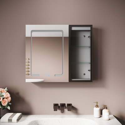 70mm W 60mm H Wall Mounted Optional Framed Medicine Cabinet Mirror 3 Fixed