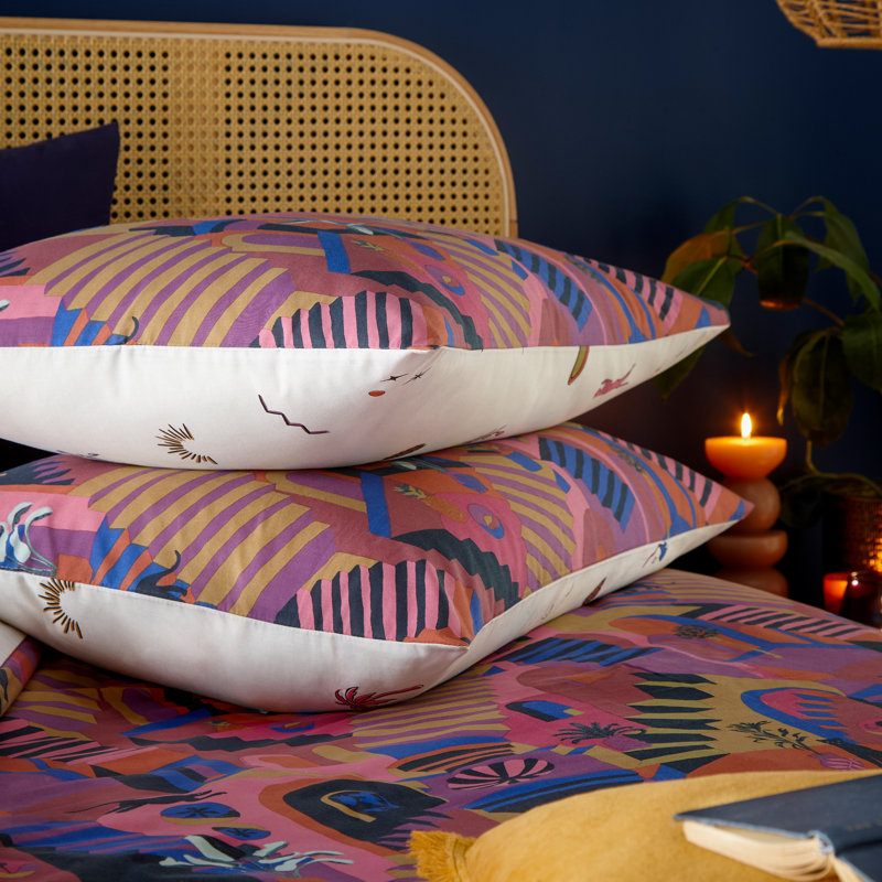 Eivissa Cotton Blend Abstract Duvet Cover Set with Pillowcases, 200 x 200 cm - 2 Standard Pillowcases