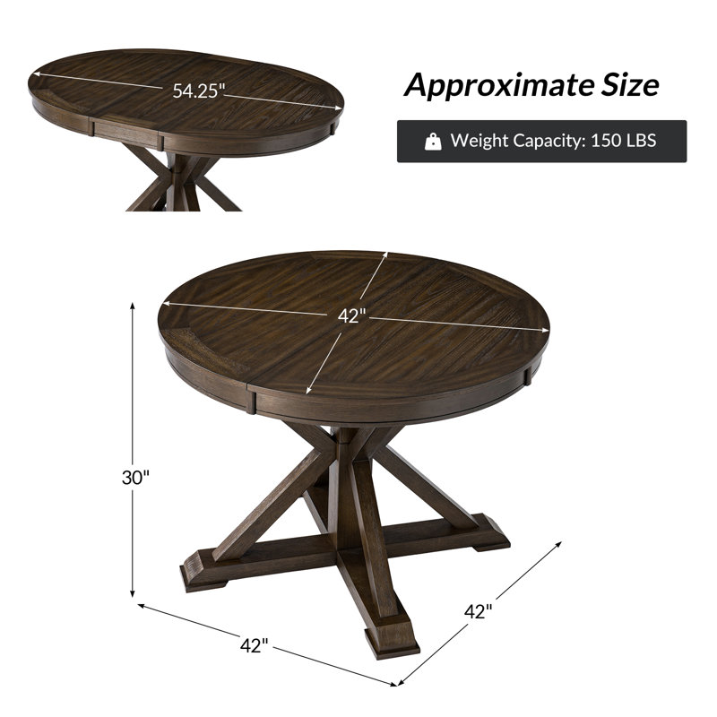 Florencia 42''W Transitional Invisible Stretch Board Dining Table with Stable Support