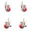 Ensemble de roulettes à tige pivotante 3,5 pouces 3,5 pouces en polyuréthane rouge 10mm 2 freins SCC