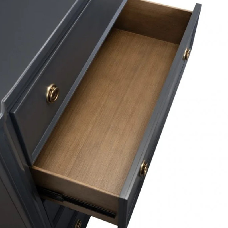 Commode Alta, 6 tiroirs, or et bois massif, 62 pouces, Malte - bleu