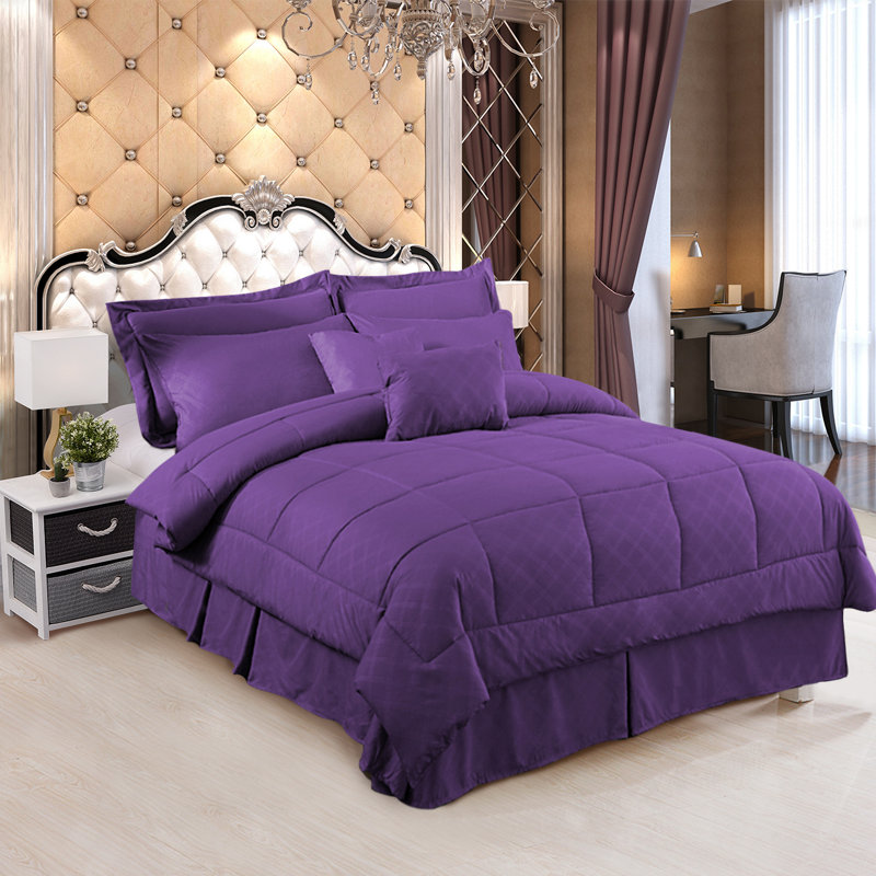 COMFORTER-SET20210310 Geometric Shapes Comforter, King Comforter + 9 Additional Pieces, Purple