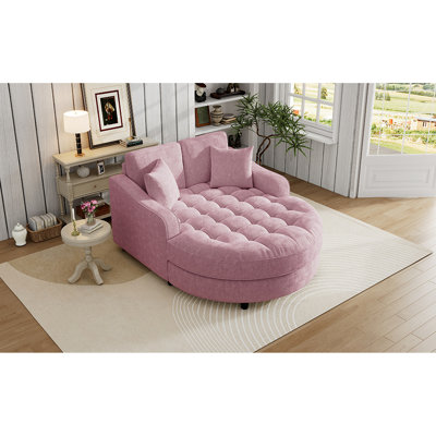 Chaise longue 55 po en chenille rose avec coussins détachables et lit spacieux, chenille, pour plus de confort