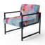 Chaise d'appoint rembourrée rose et bleu pastel-112889458