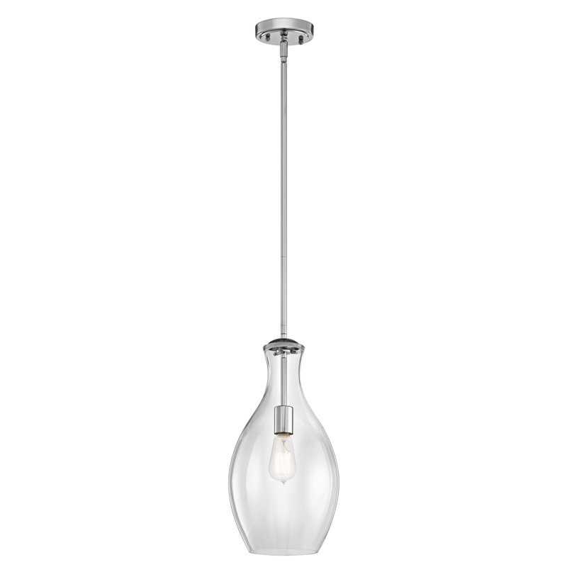 Moten 1 - Light Single Pendant, Chrome, 17.75" H x 8.75" W x 8.75" D, Clear