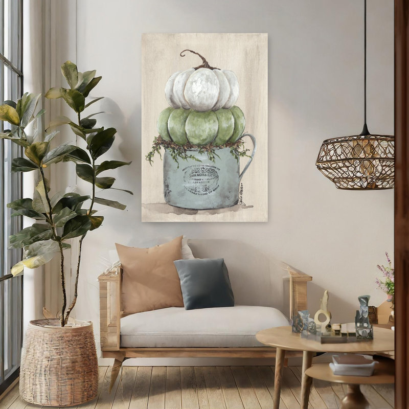 Enamelware With Pumpkin Rustic Art, 48" H x 32" W