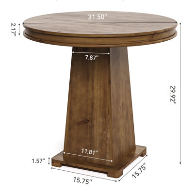 Solid Wood Round Dining Table For Kitchen & Dining Room, 31.5" Modern Farmhouse Table With Geometric Base, Perfect For Small Spaces