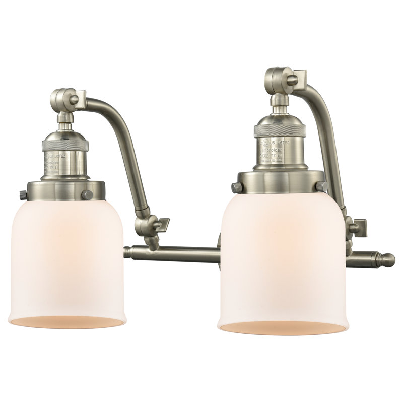 Bonomo 2 - Light Dimmable Vanity Light, Matte White Cased, 6 Watt Vinage LED Bulb, Satin Gold