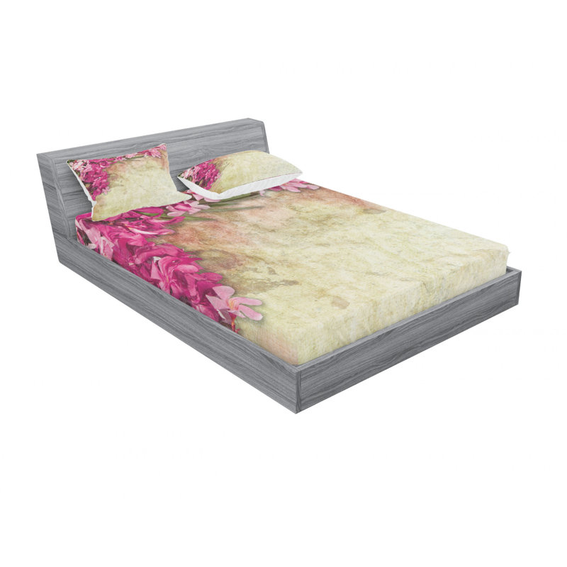 Ensemble de draps floral à motif vieilli, Ensemble de drap pour grand lit avec drap-housse