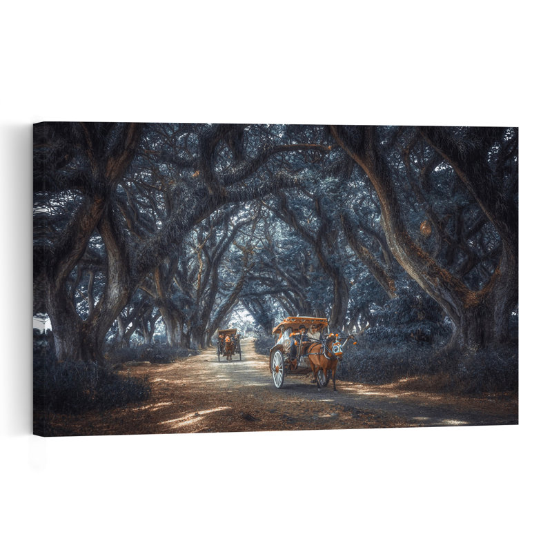 «Enchanted Tree Tunnel Journey», impression dramatique mystique et paisible, paysage de forêt, art mural, H 16 po x l 24 po