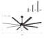 84" Black Ceiling Fan With Lights For Living Room, Remote Control And Quiet Reversible DC Motor