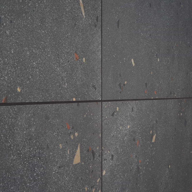 Kobe 24x48 Matte Terrazzo Look Porcelain Tile, Charcoal Gray