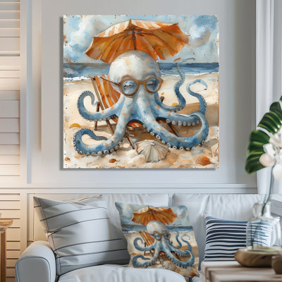 Pieuvre sur la plage à Hawaï II - pieuvre, décoration murale