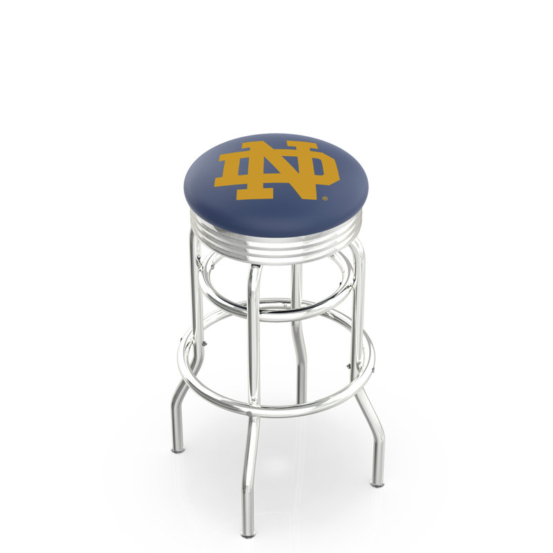 Tabouret de bar Logo Series, Tabouret de bar d'une hauteur de siège de 30 po, Double anneau chromé, Notre Dame (ND)