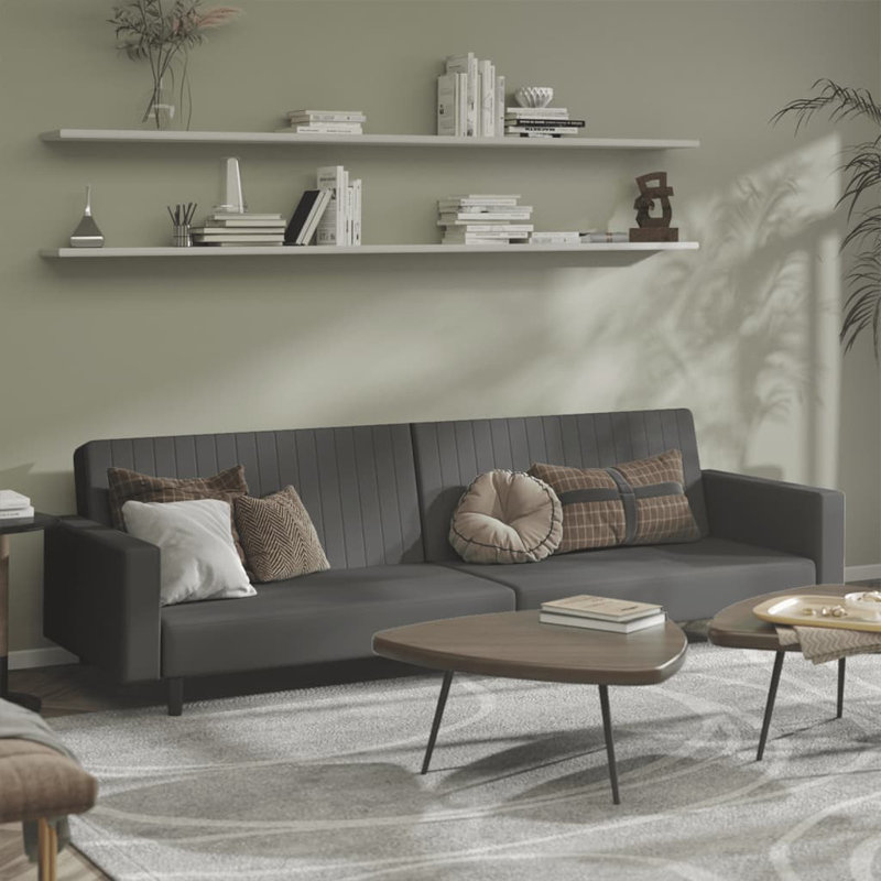 Samerra 86.6'' Velvet Sofa, Dark Gray Velvet