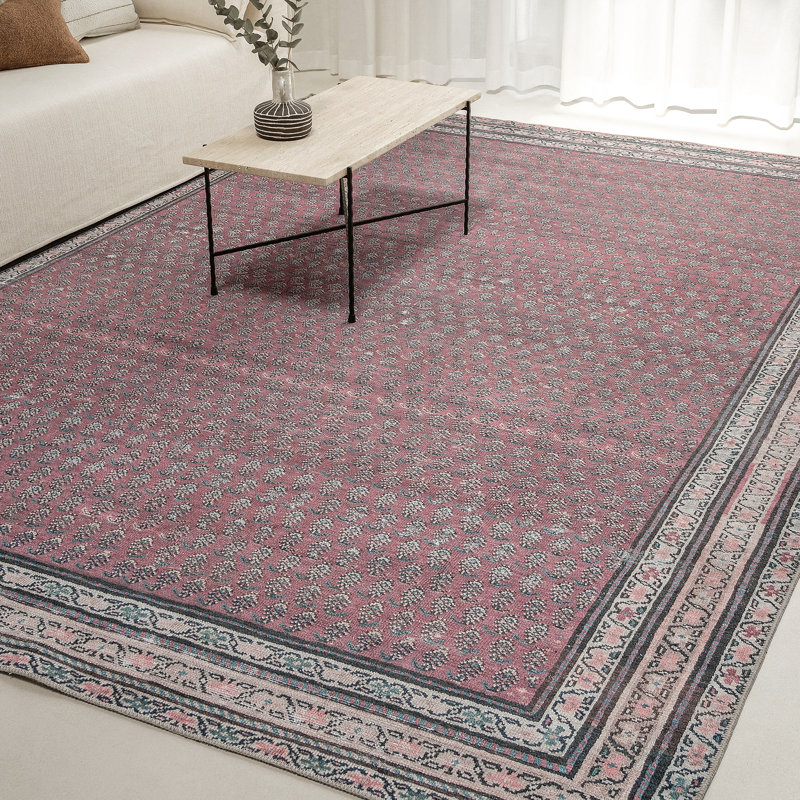 Tapis d'inspiration rétro Carlton, 10 pi x 14 pi | Style rétro, design d'inspiration héritage, design persan, palette rouille et gris anthracite, tissage plat dense