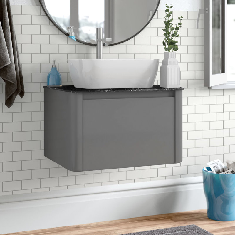 650 mm Single Double Bathroom Vanity Base, Italian Slate, Light Grey