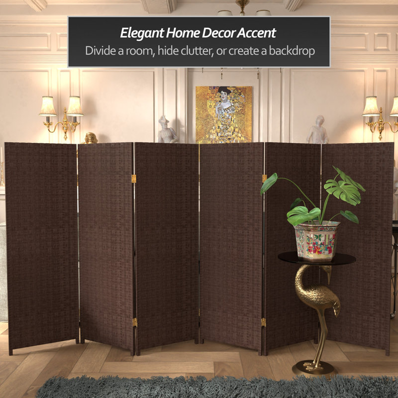 70.75" x 140" 8 Panel Room Divider, 6, 70.75" H x 105" W x 0.75" D, Dark Mocha