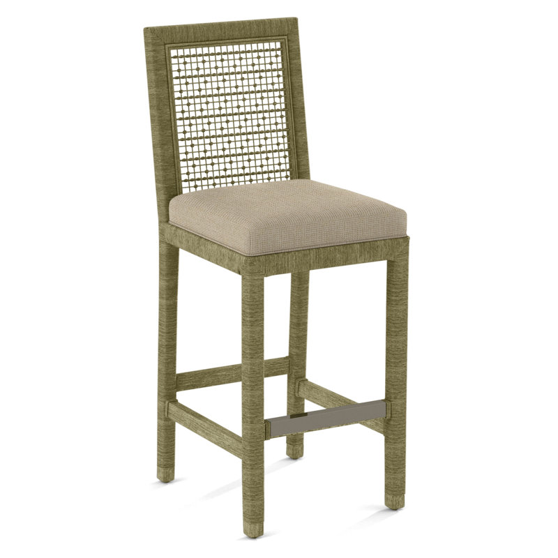 Pine Isle Bar Stool, Cream Textured Solid; 0807-91, Harbor Blue