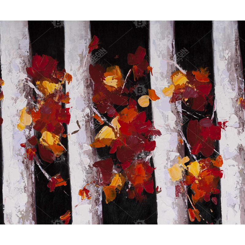 Trees and Fall Leaves - Framed Canvas for Home Decor